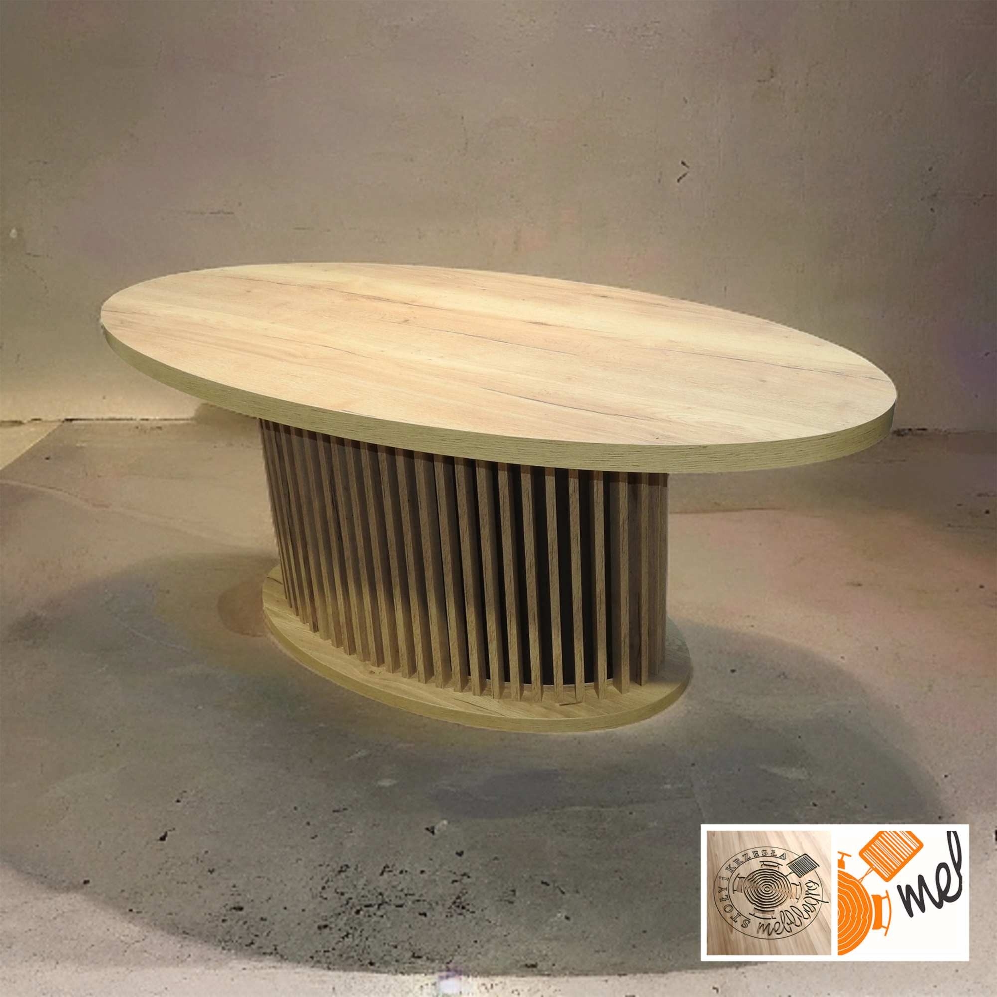 Owalny Stół S88 Elipsa na Kolumnie z Lamelami - obrazek 2