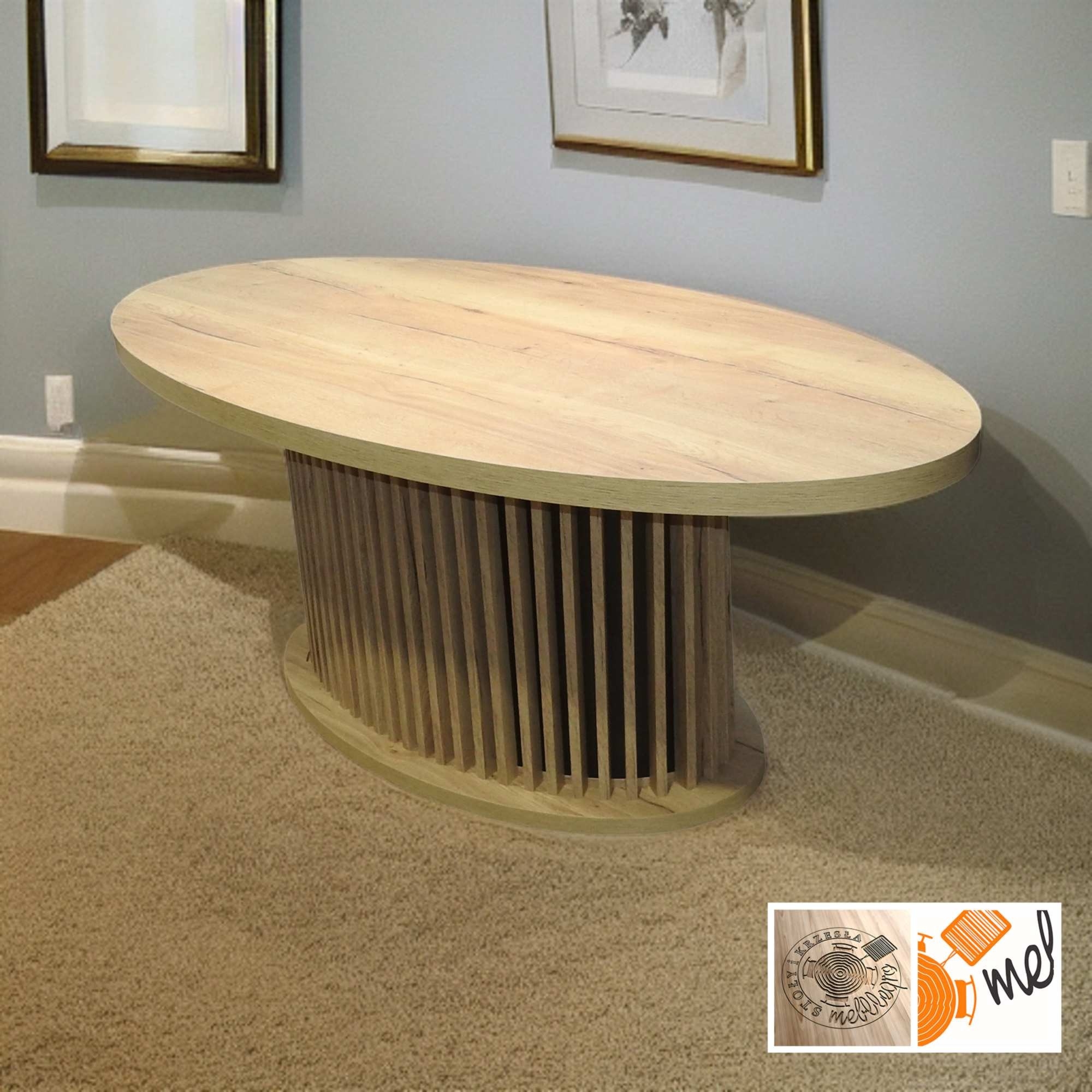 Owalny Stół S88 Elipsa na Kolumnie z Lamelami - obrazek 3