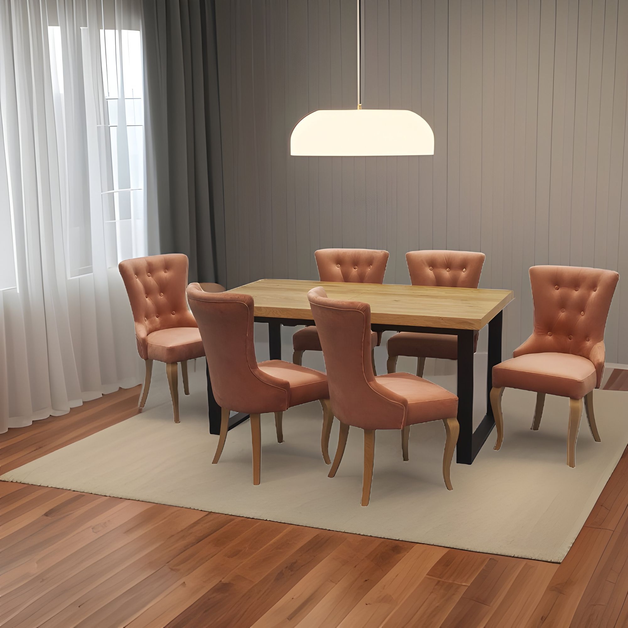 Stół na Metalowych Nogach z Krzesłami LOFT Industrialny - obrazek 2