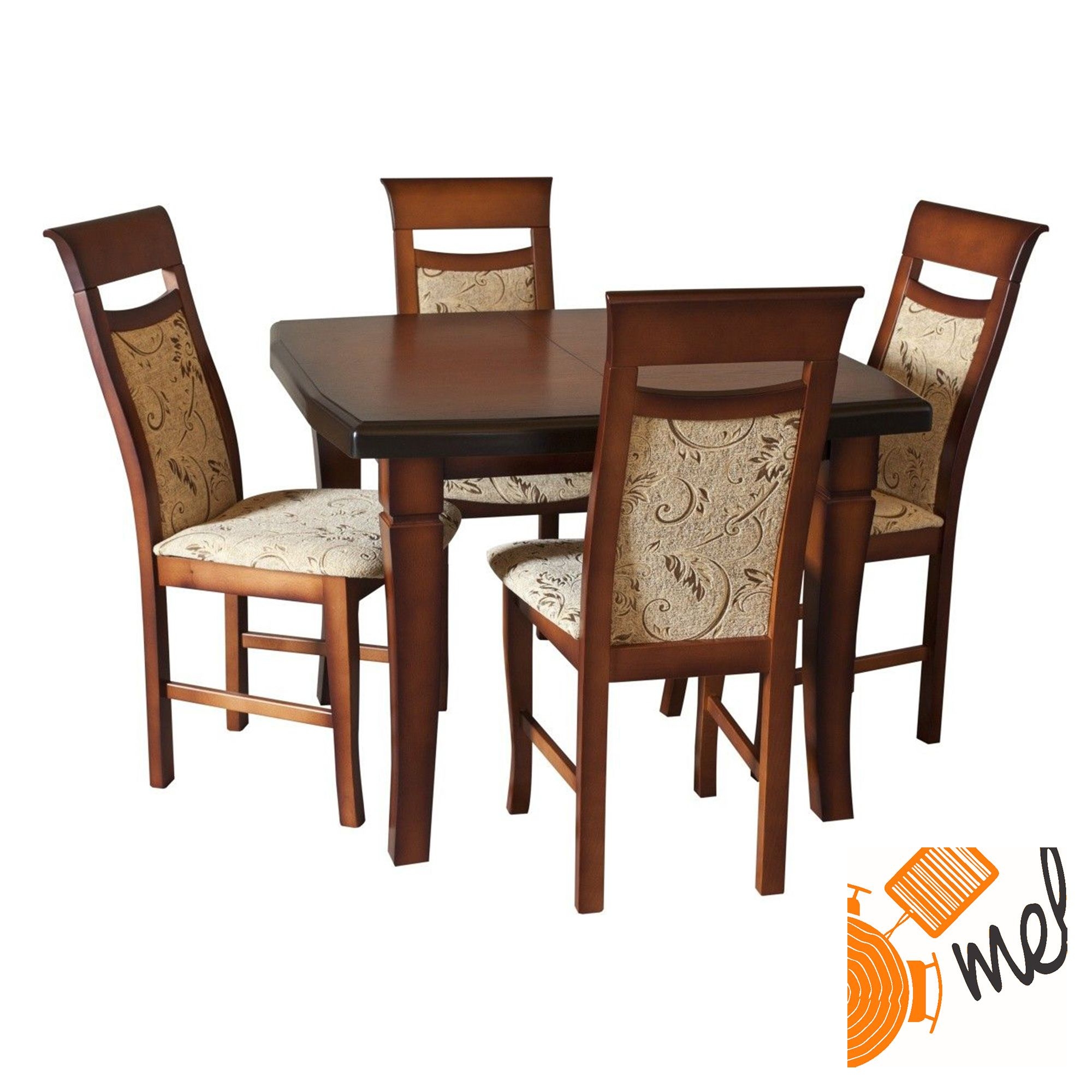 Zestaw Z12 Klasyczny Drewniany Stół z Krzesłami Tapicerowanymi