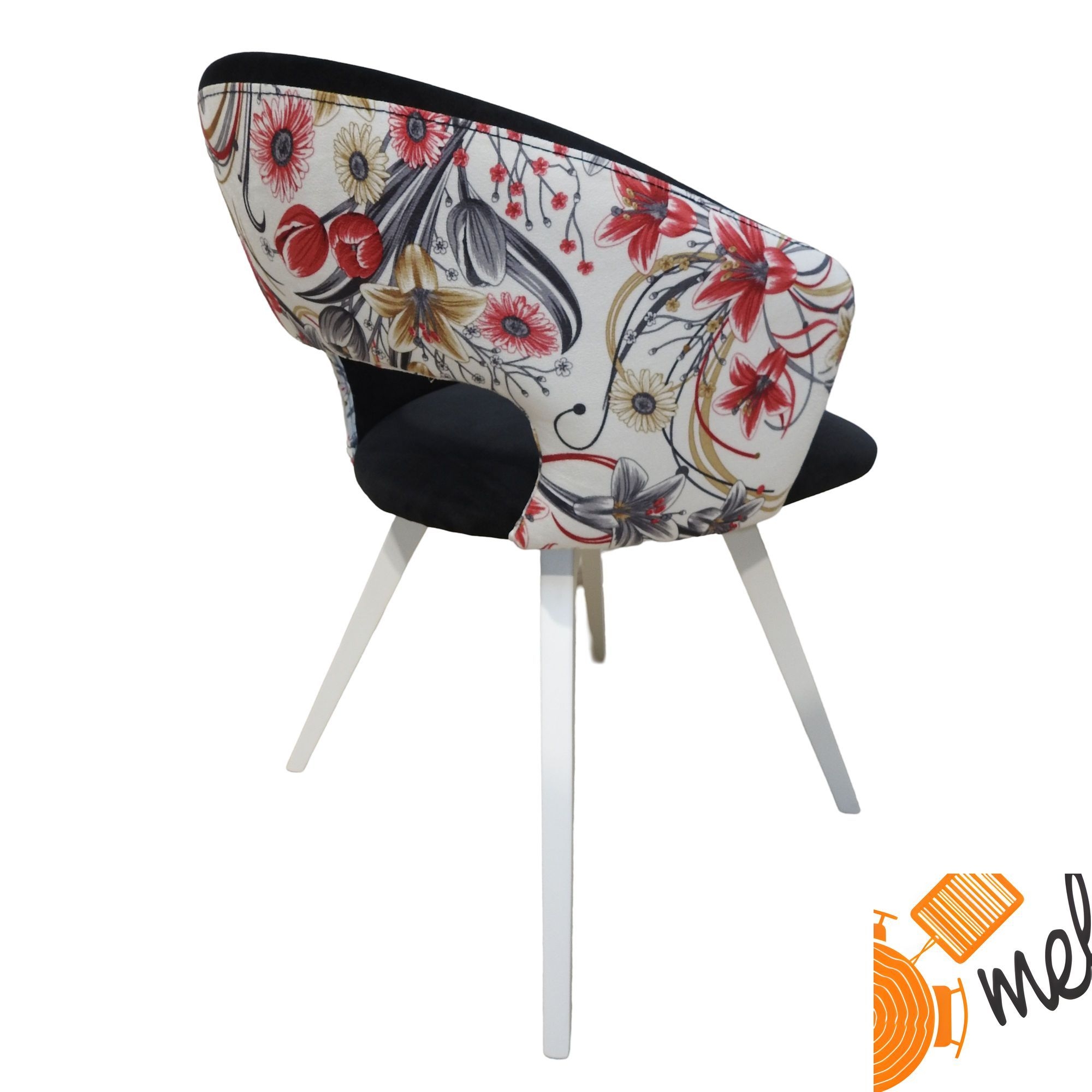 Krzesło Tapicerowane K192 Biało-Czarne Czarne Boho - obrazek 2