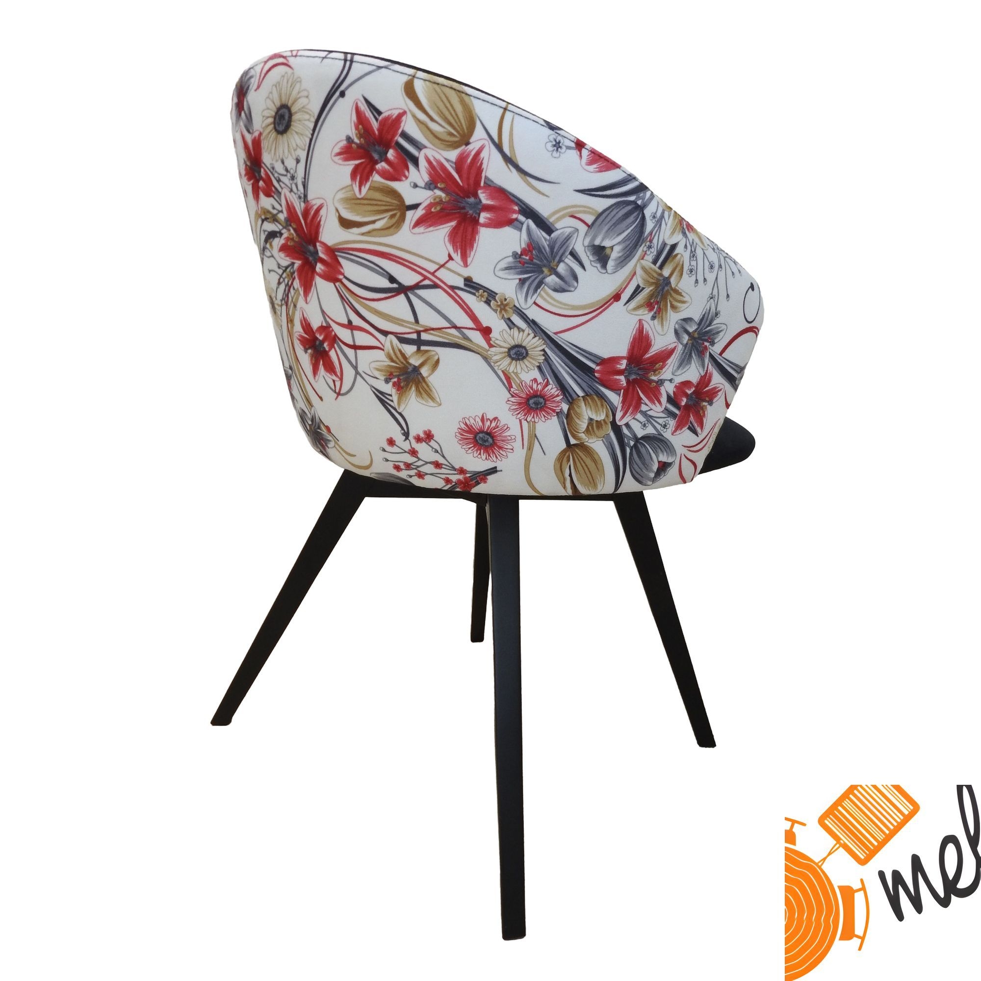 Czarne Krzesło K193 Tapicerowane Styl Boho - obrazek 2