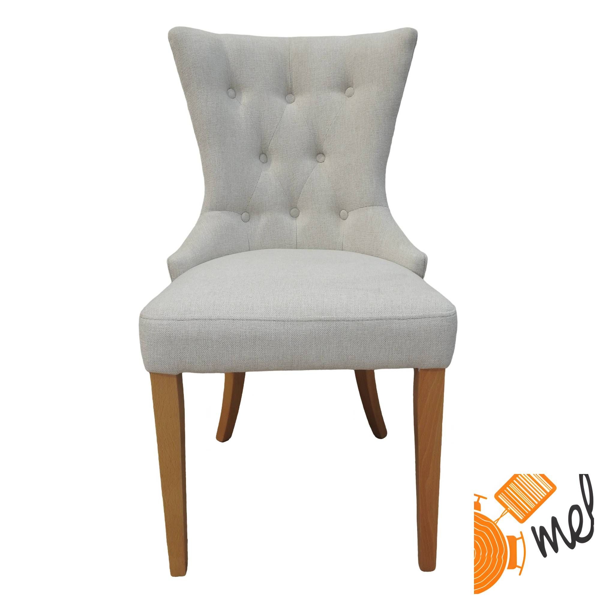 Białe Krzesło K176 Chesterfield z Prostymi Nogami - obrazek 2