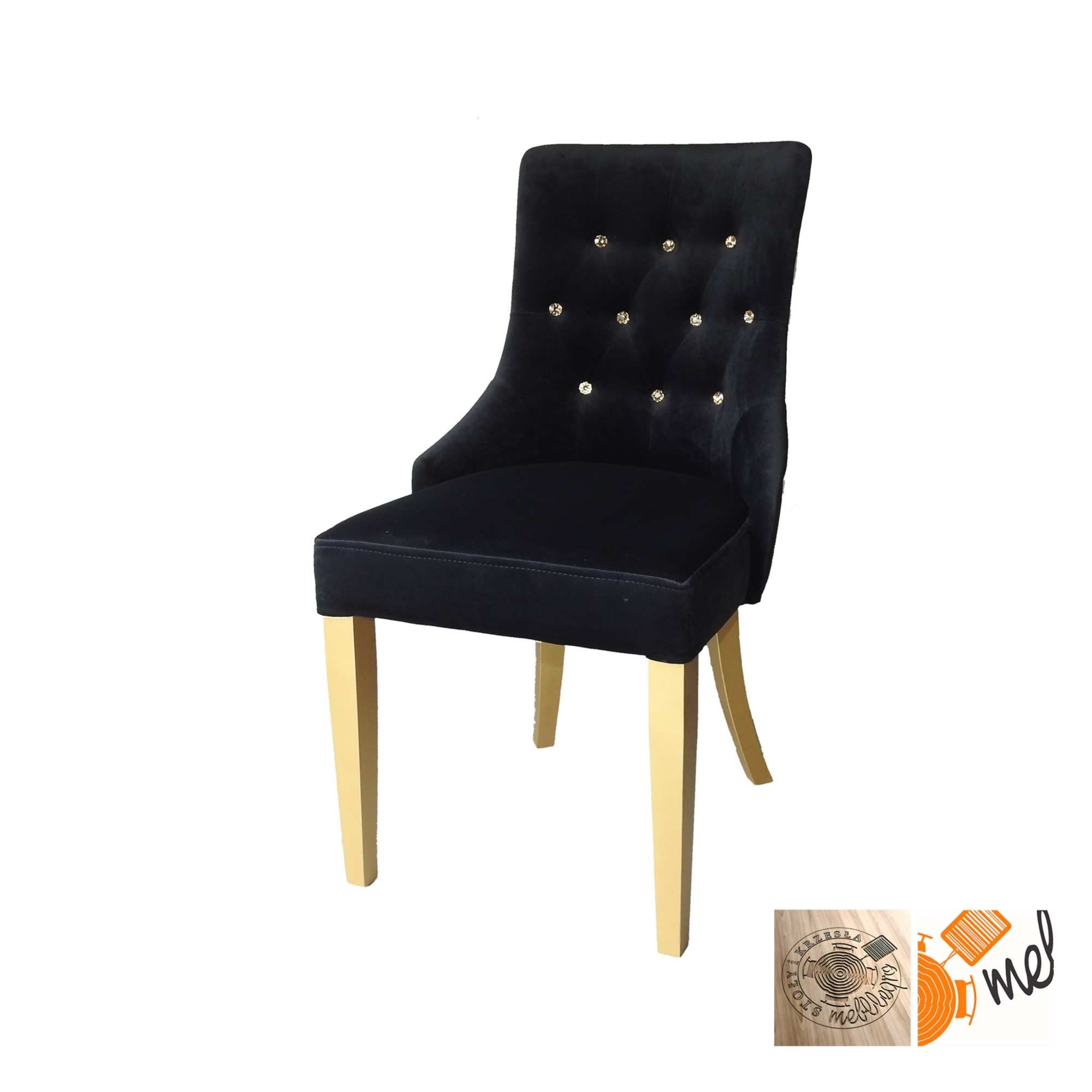 Krzesło K107 Chesterfield Złote Nogi z Kołatką