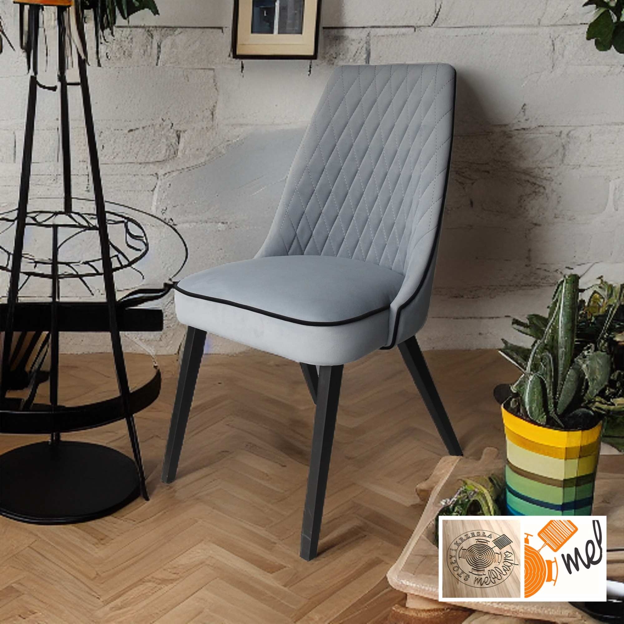 Szare Krzesło K177 z Czarnymi Nogami - obrazek 2