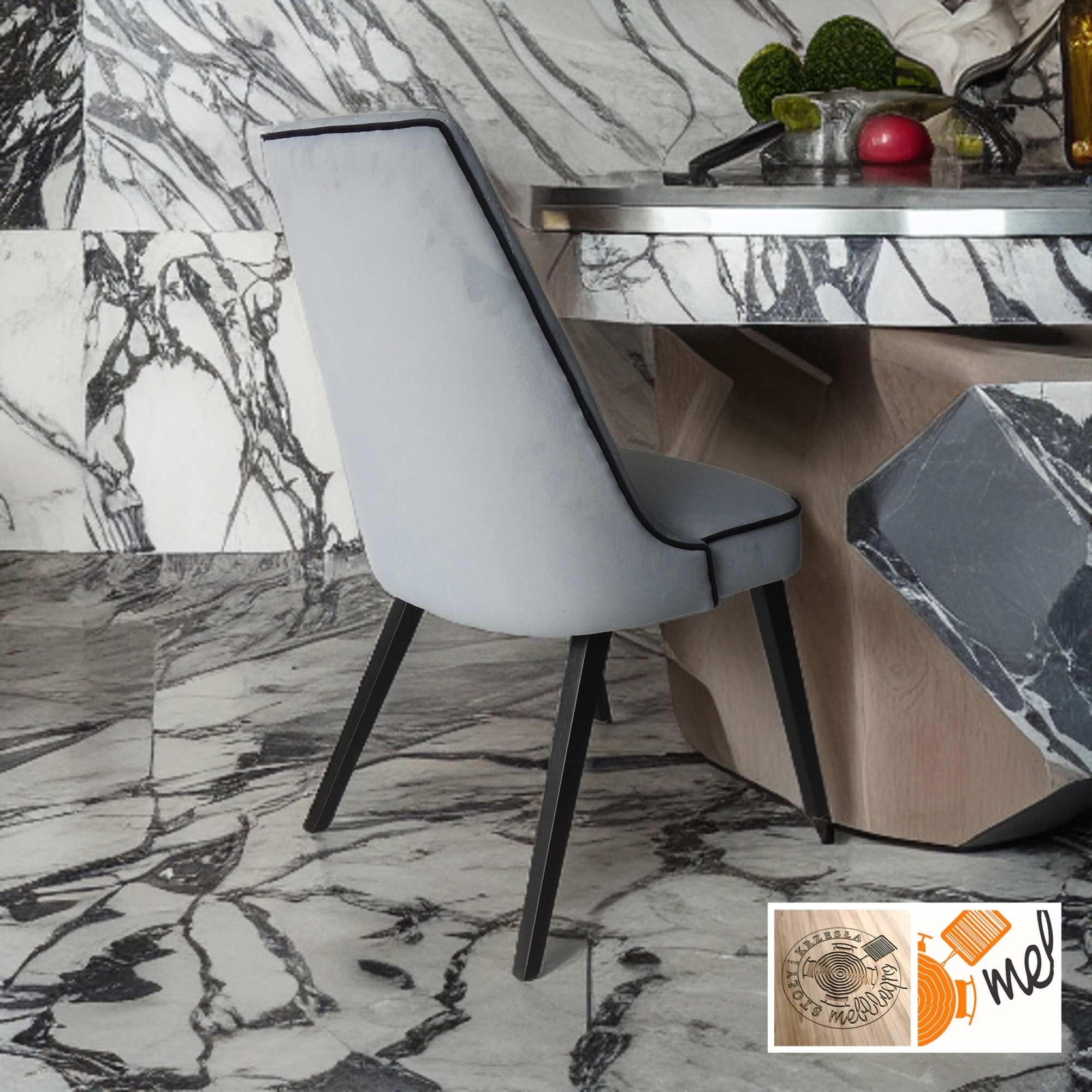 Szare Krzesło K177 z Czarnymi Nogami - obrazek 3