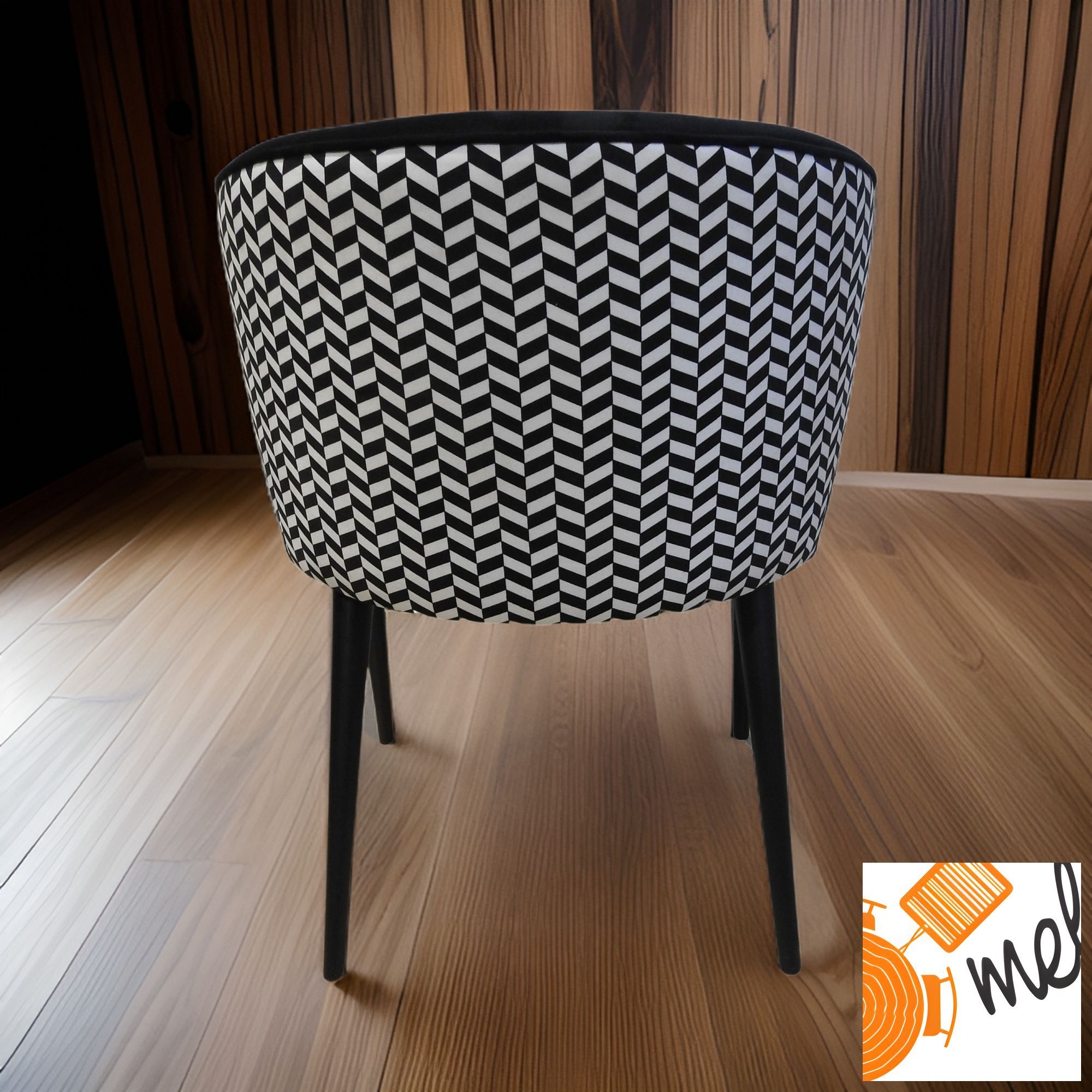 Czarno-Białe Krzesło K183 Tapicerowane Styl Retro - obrazek 2