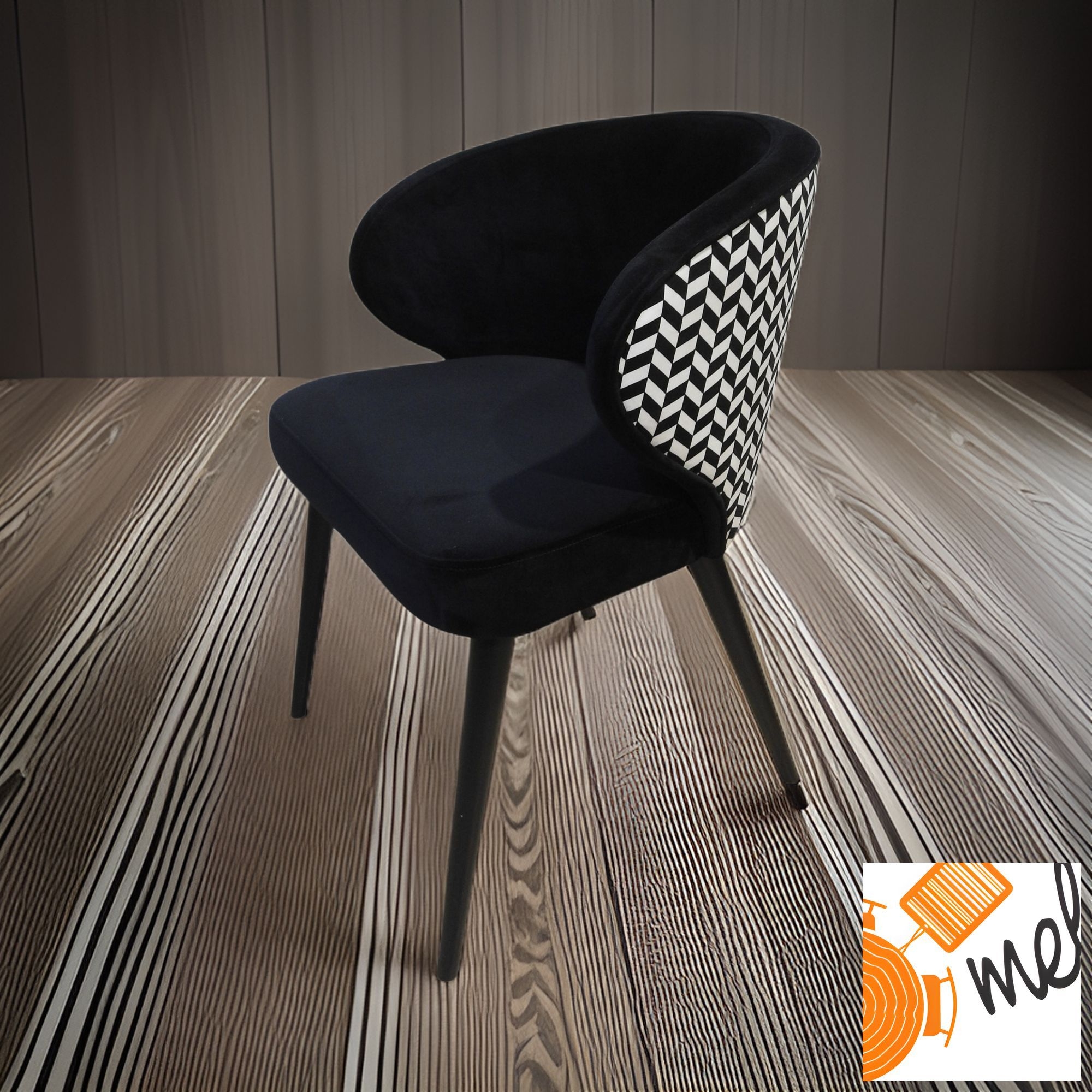Czarno-Białe Krzesło K183 Tapicerowane Styl Retro - obrazek 3