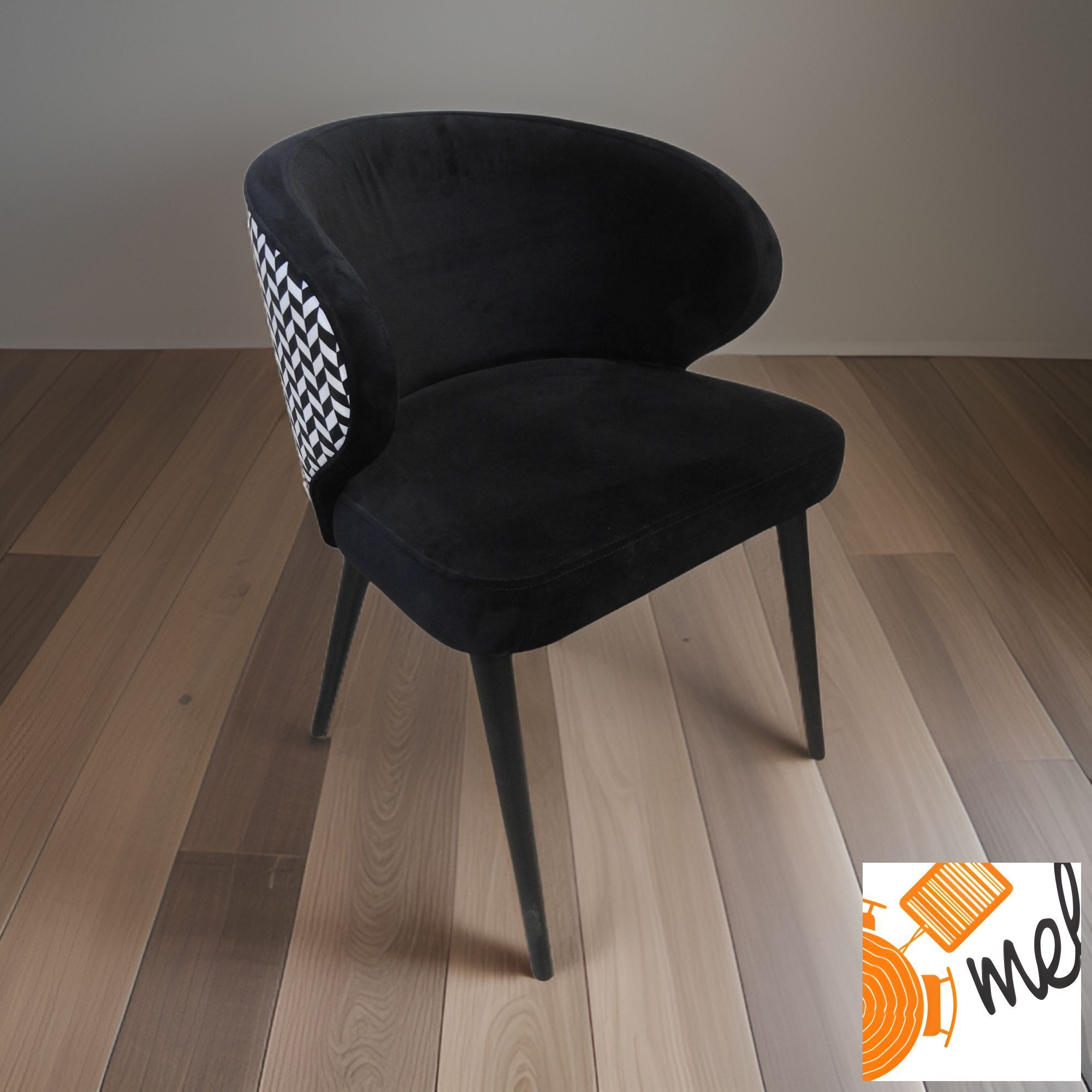 Czarno-Białe Krzesło K183 Tapicerowane Styl Retro - obrazek 5