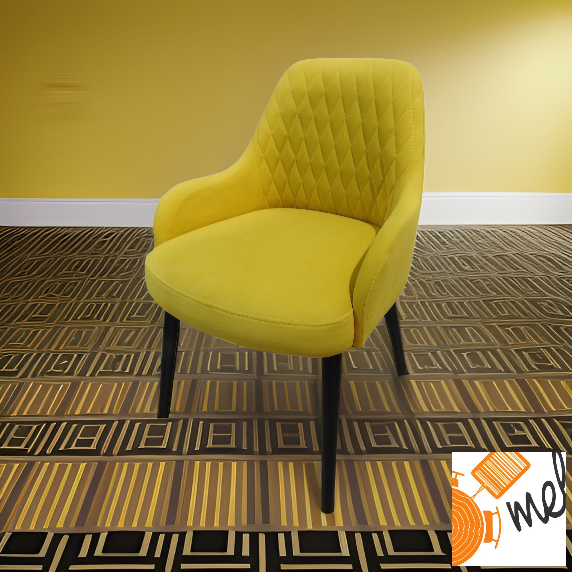 Żółte Krzesło K186 Tapicerowane z Podłokietnikiem - obrazek 2