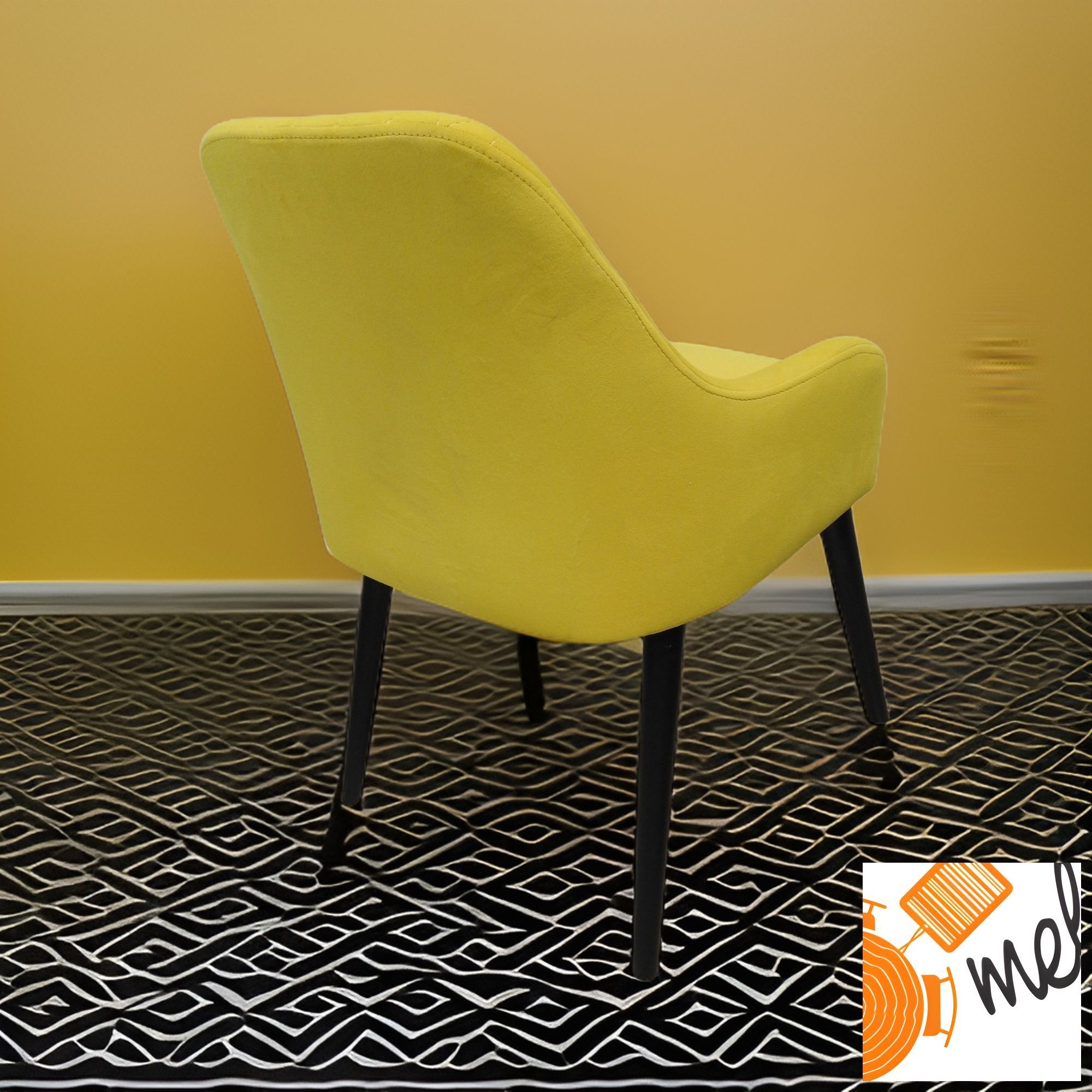 Żółte Krzesło K186 Tapicerowane z Podłokietnikiem - obrazek 3