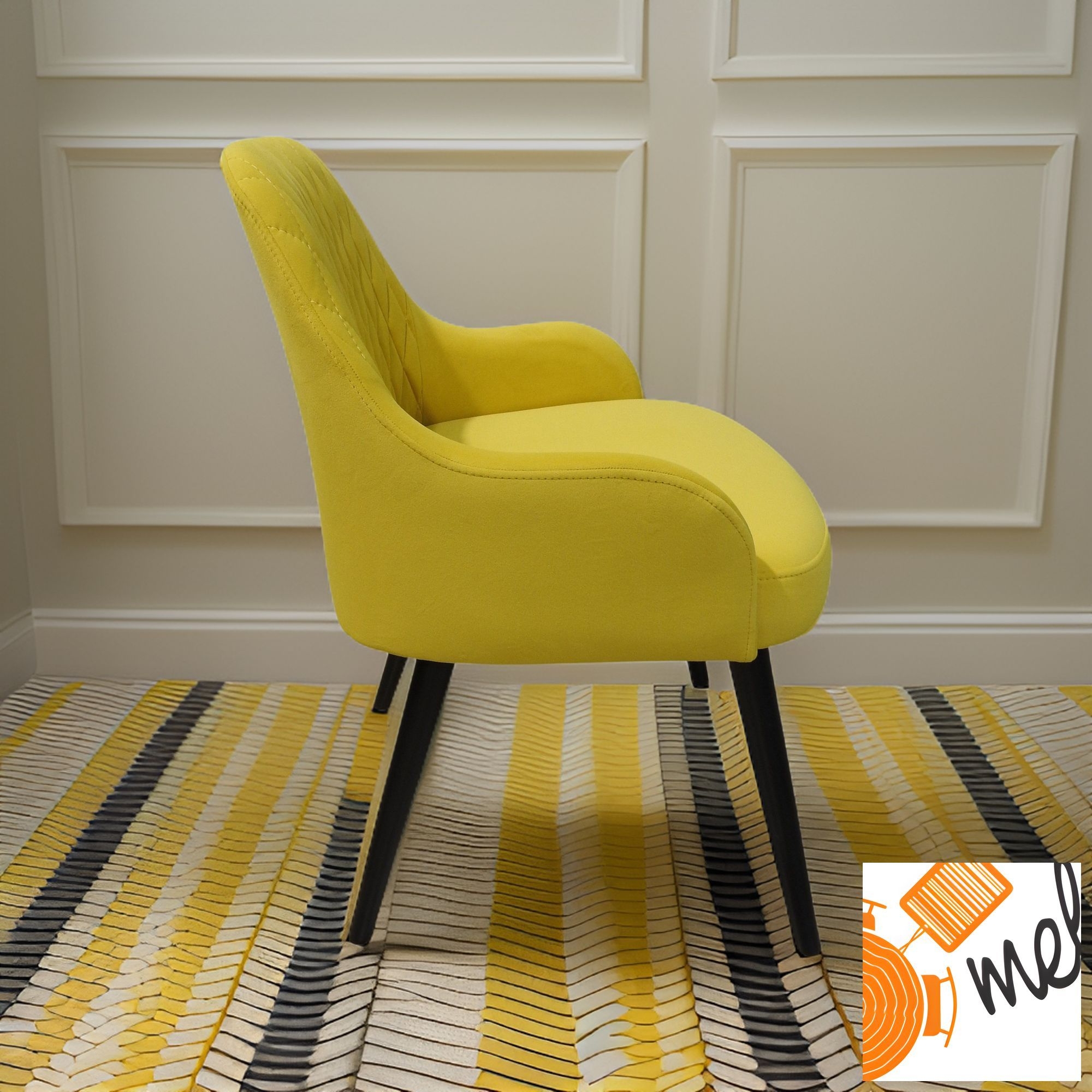 Żółte Krzesło K186 Tapicerowane z Podłokietnikiem - obrazek 4