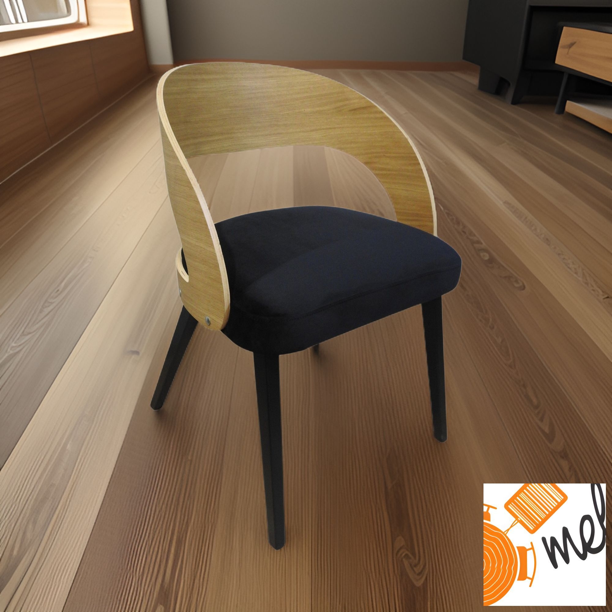 Krzesło K187 Fabio Miękkie Siedzisko Czarne Nogi Buk