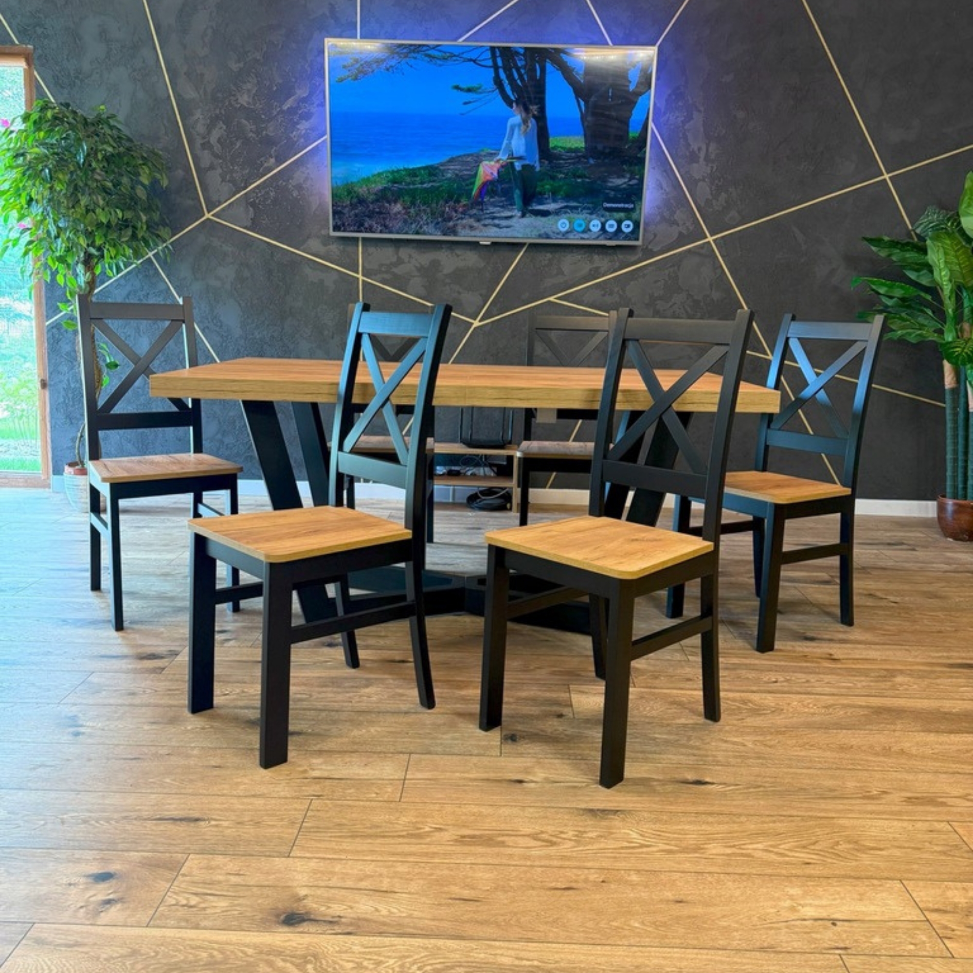 Stół z Krzesłami Zestaw Rozkładany 160/90 Komplet Do Salon Jadalni Kuchni Z62