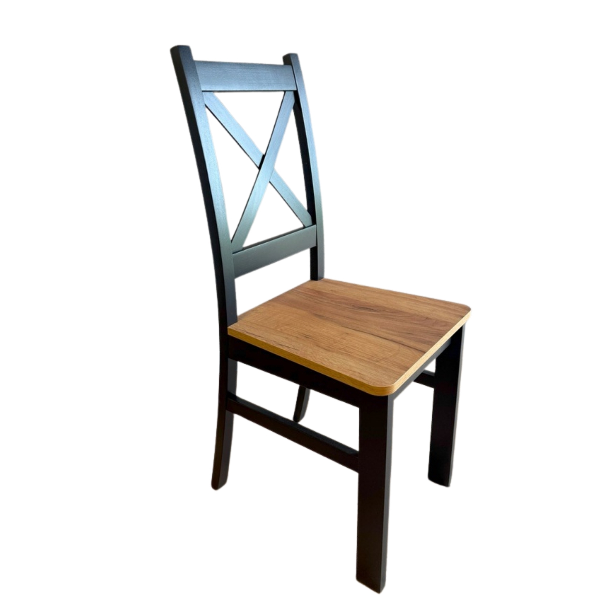 Czarne Krzesło Drewniane K196  z oparciem typu X