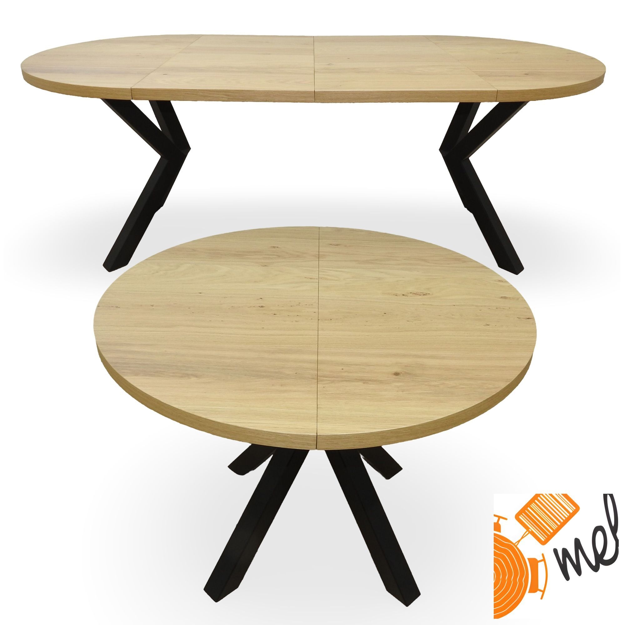 Okrągły Stół Loftowy Metalowe Nogi pająk X Rozkładany