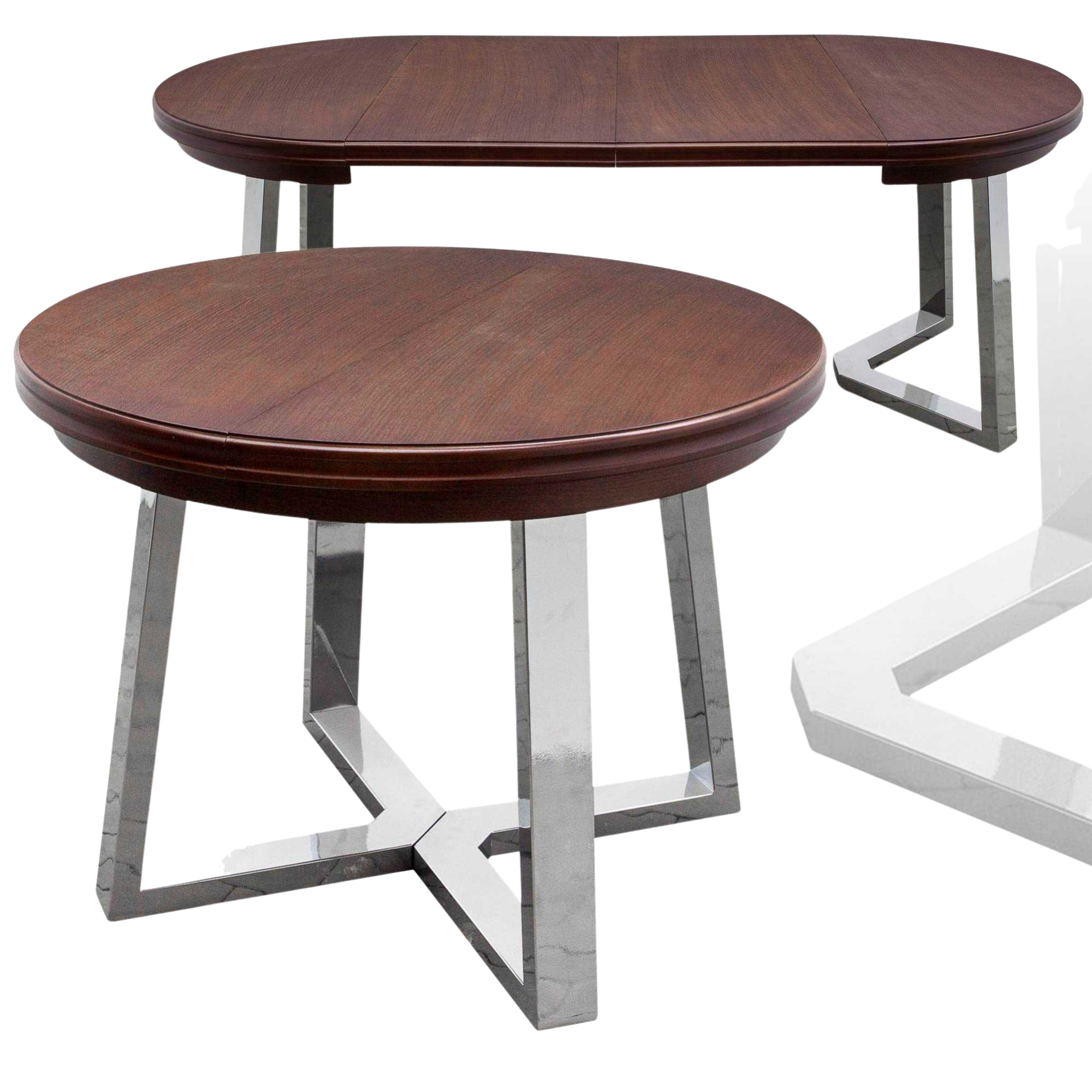 Stół rozkładany okrągły loftowy do jadalni – chromowana noga model S34