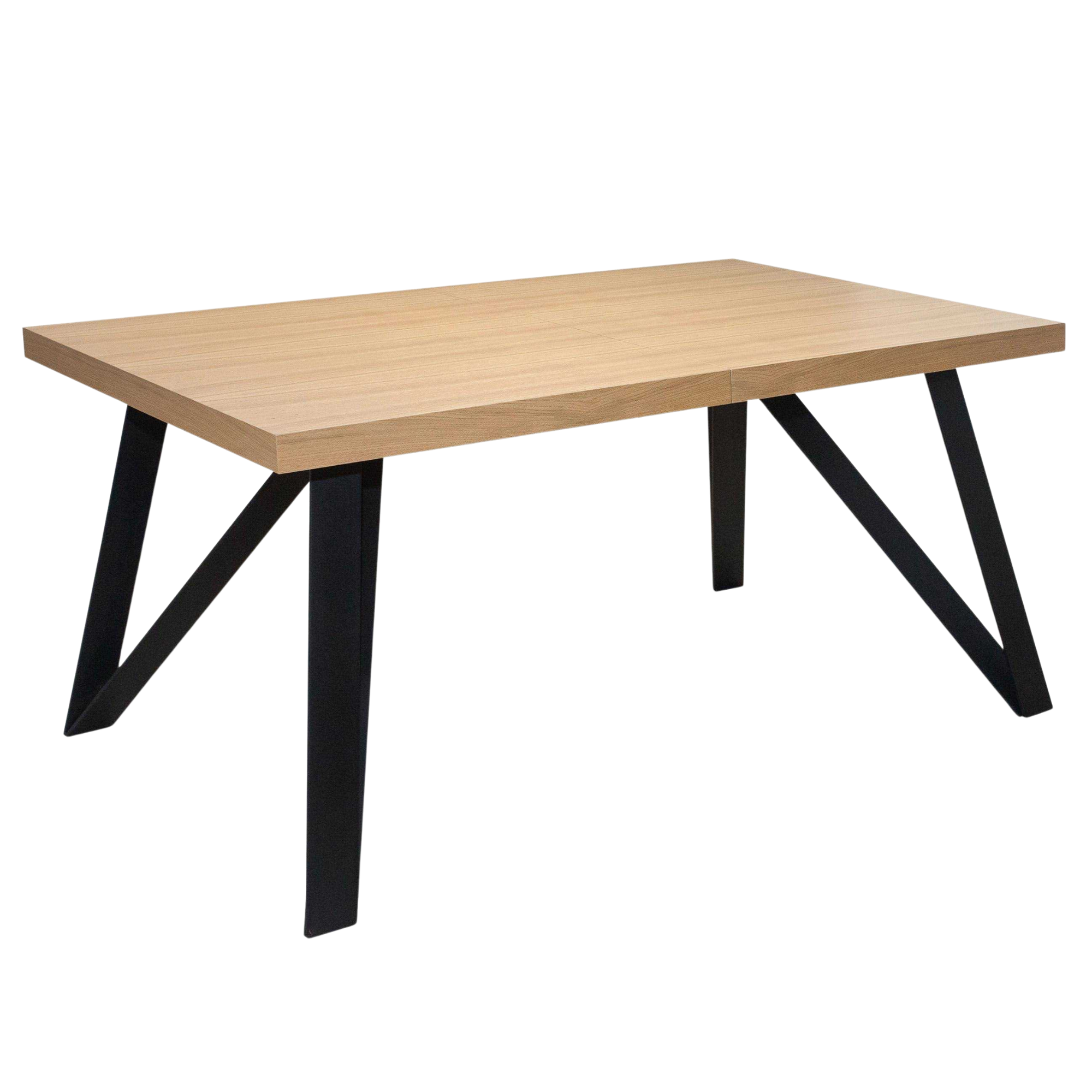 Stół industrialny prostokątny z drewnianym blatem i czarnymi metalowymi nogami – S77