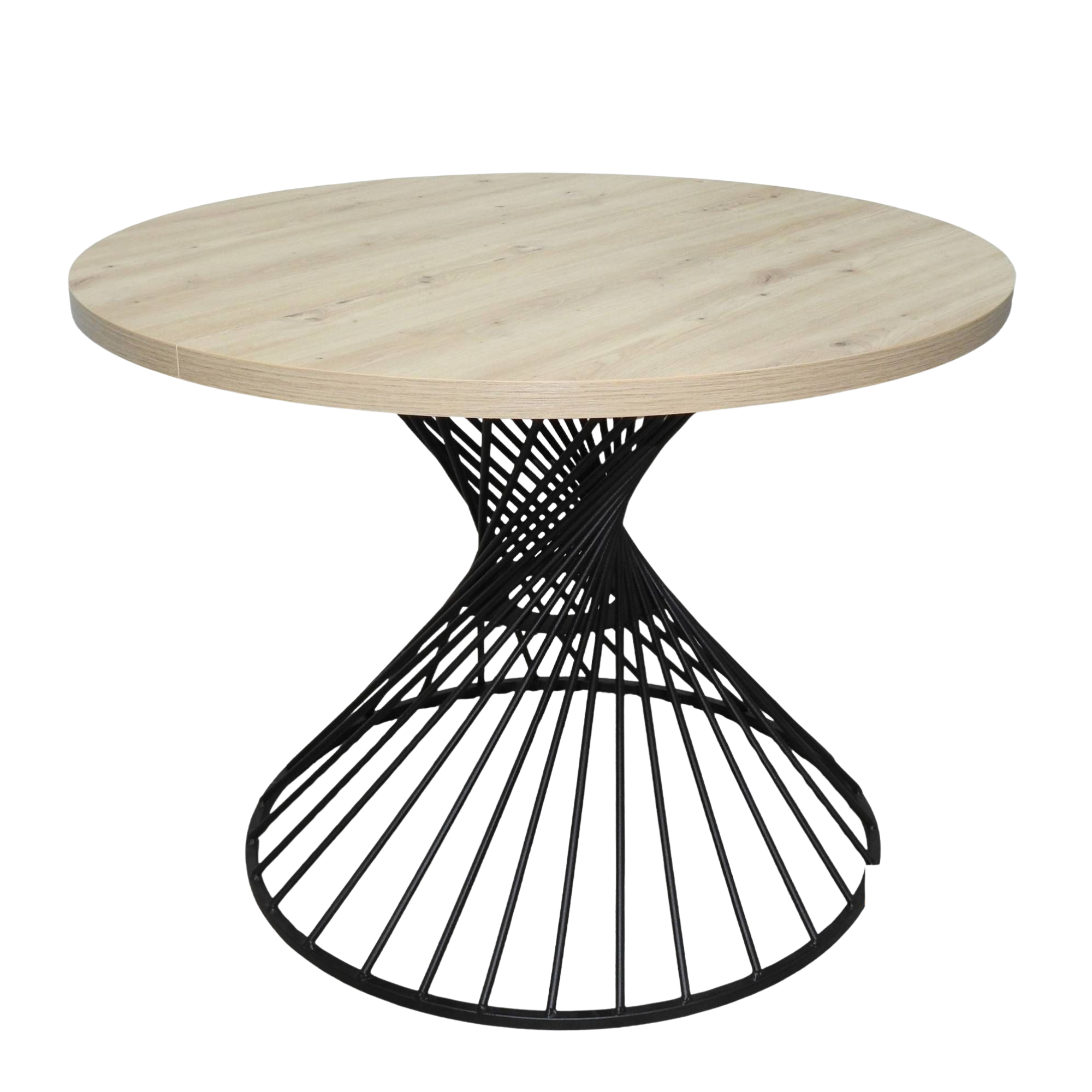 Okrągły stół loftowy rozkładany – metalowa noga spiralna blat dębowy – model S91