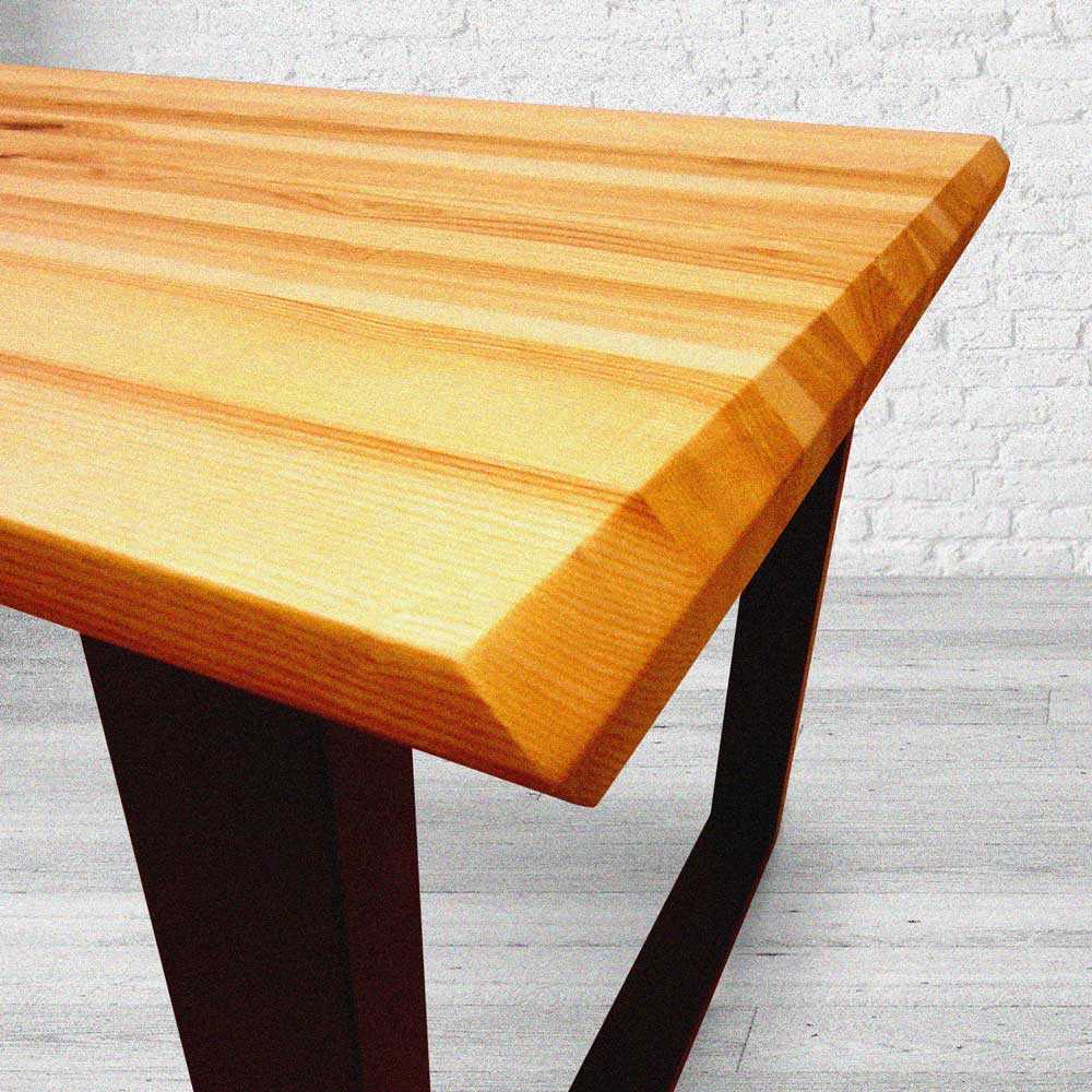 Stół jesionowy S71 lite drewno na 2 nogach metalowych