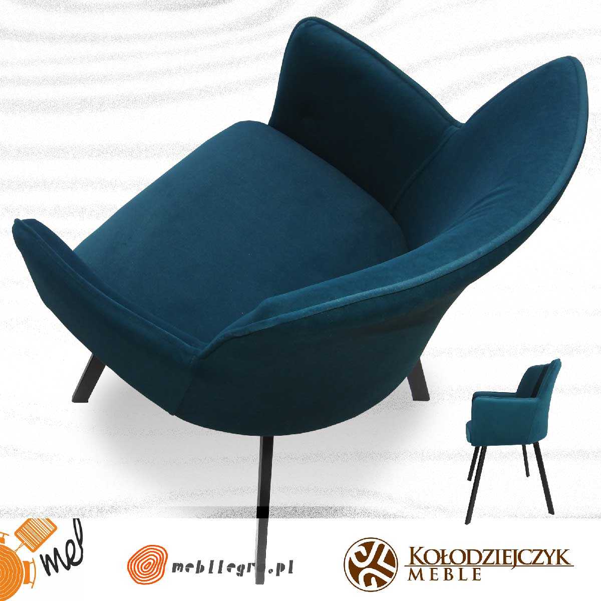 Krzesło tapicerowane butelkowa zieleń metalowe nogi