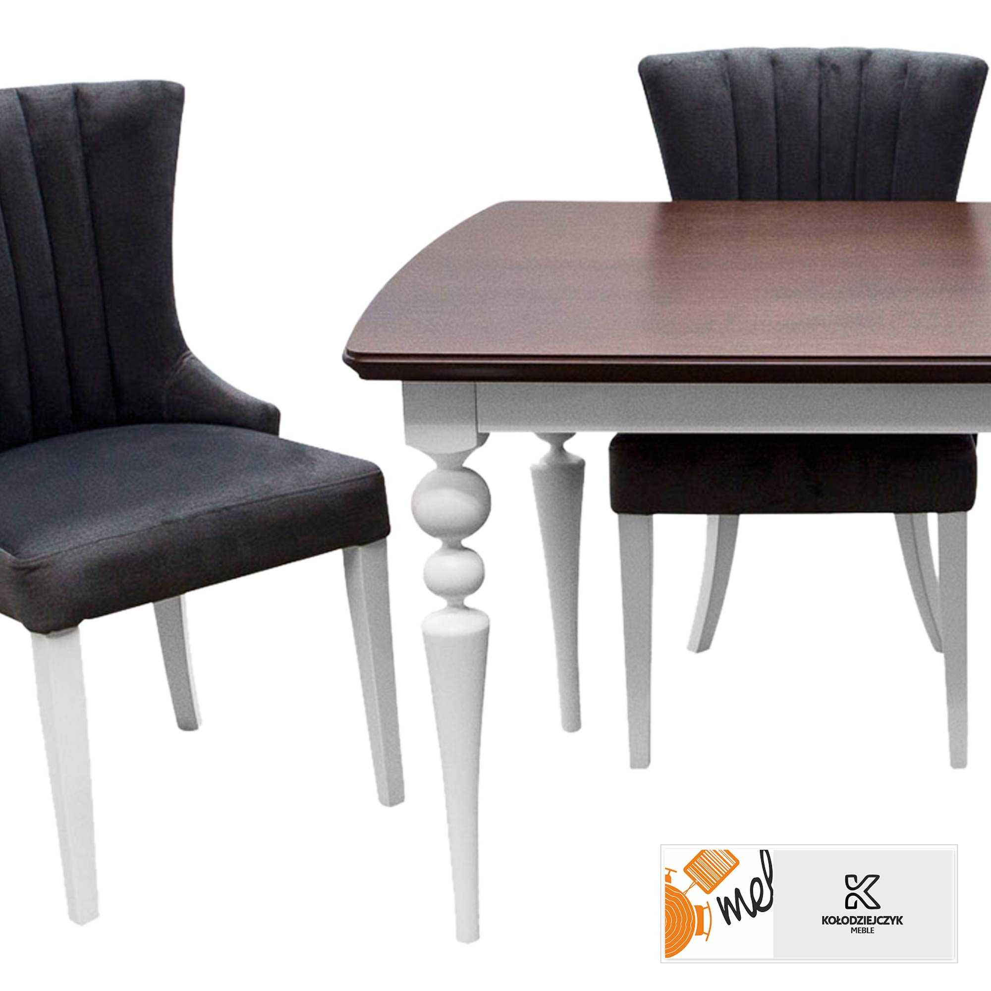 Stylowy stół rozkładany z krzesłami Z28 na białych nogach