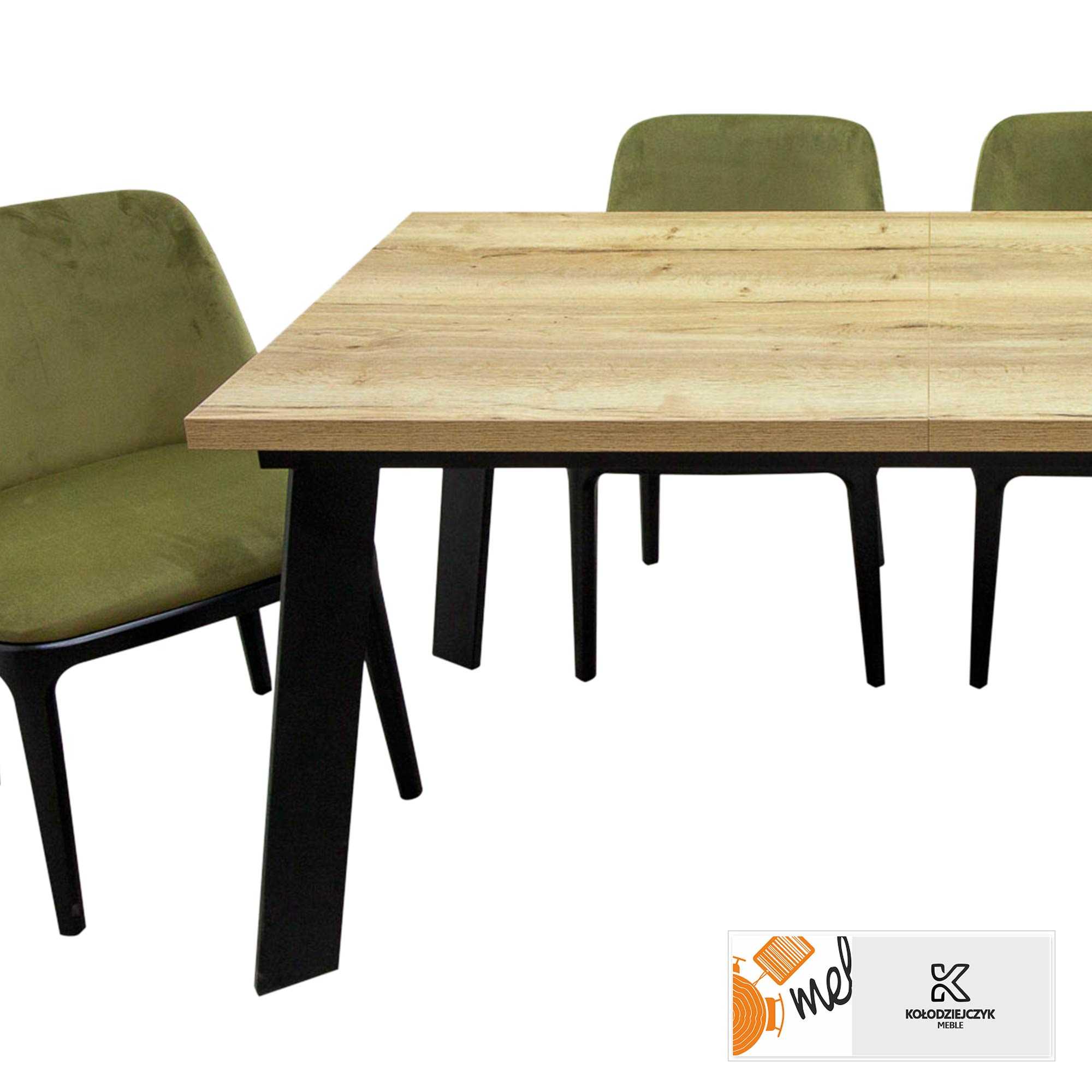 Stół rozkładany nogi pod skosem Z45 krzesła tapicerowane