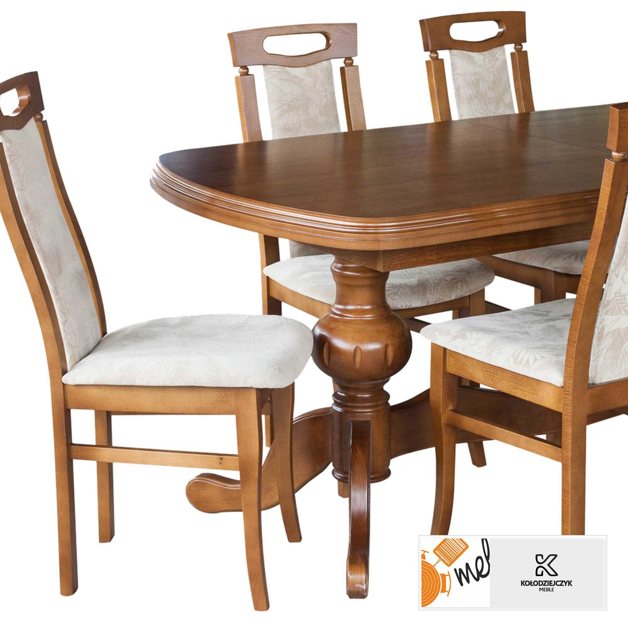 Ławostół rozkładany 160x90 z 6 krzesłami tapicerowanymi