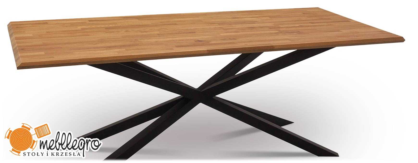 Stół drewniany dębowy S62 na metalowych nogach