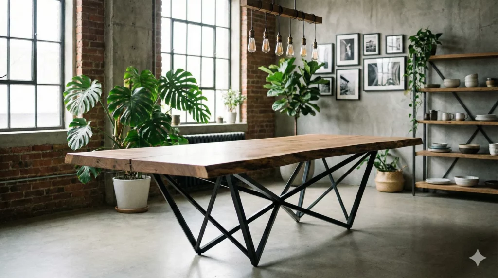 stoły z metalowymi nogami
