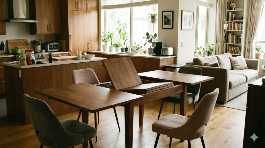 stół z krzesłami rozkładany