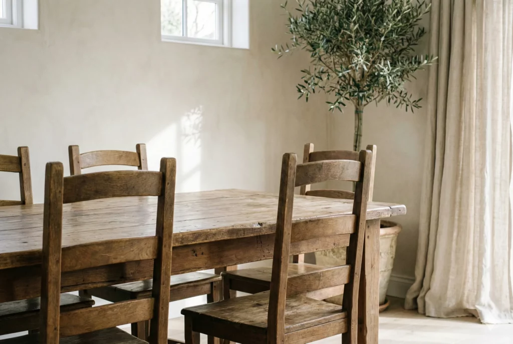 krzesła drewniane z wysokim oparciem