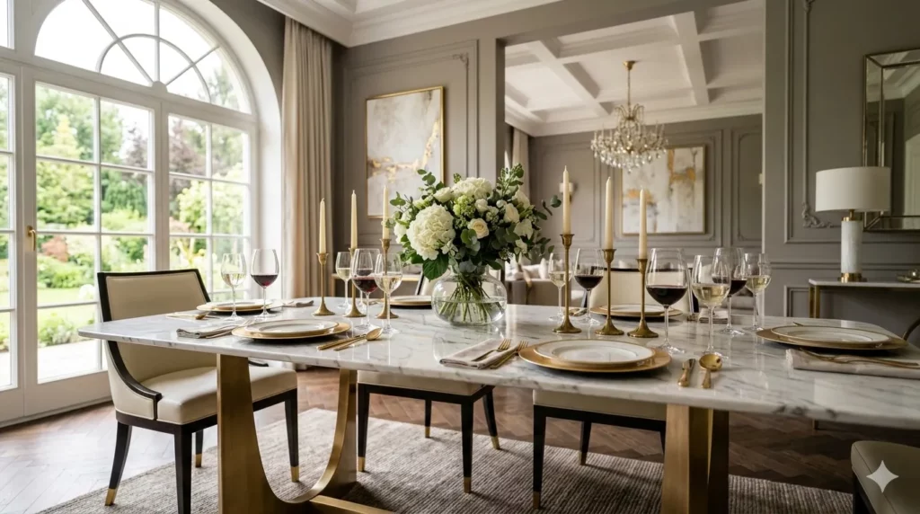 stół ze złotymi nogami