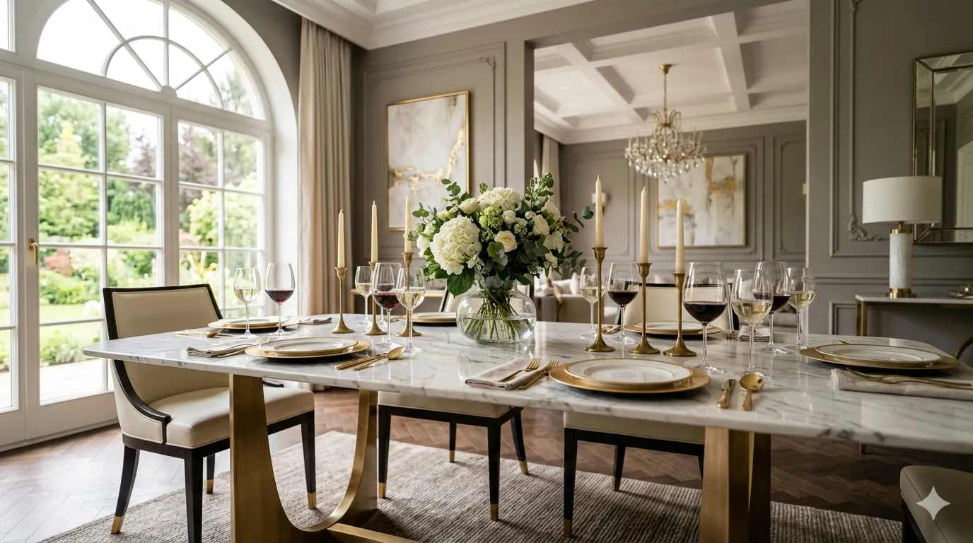 stół ze złotymi nogami